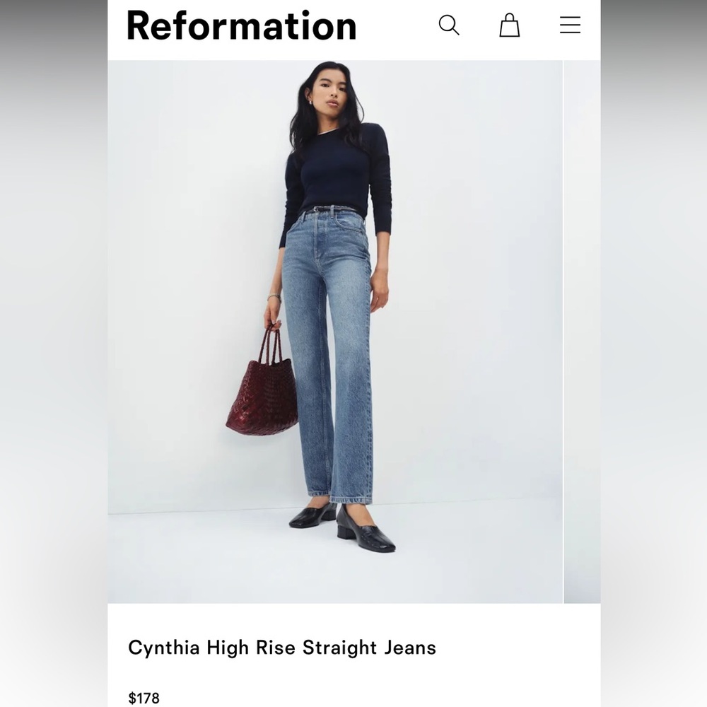 Cynthia High Rise Straight Jeans - Blue size 26